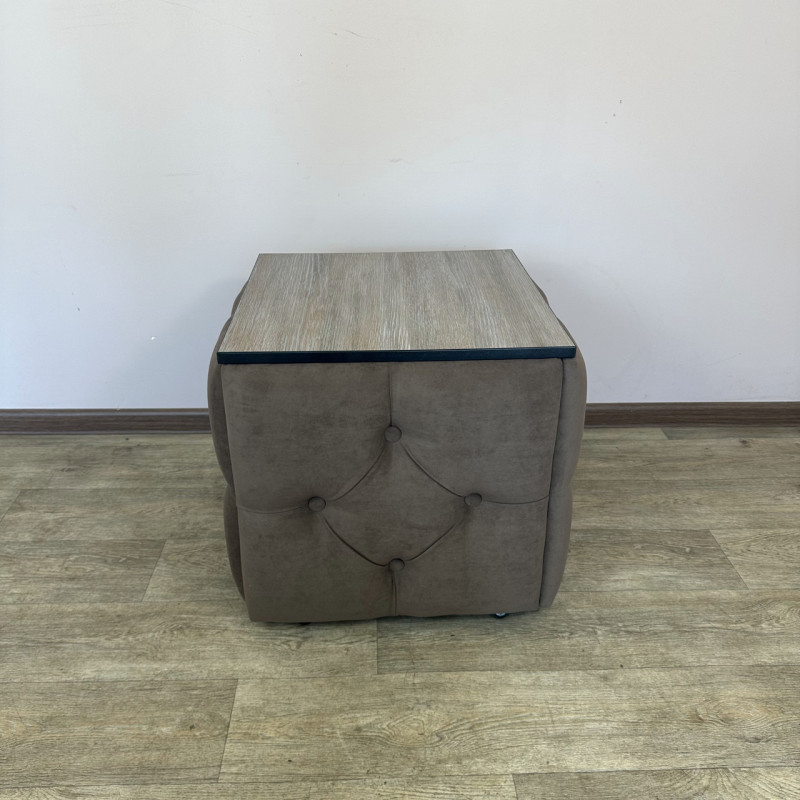 Пуф-трансформер 5в1 Остін-1 зі столиком велюр коричневий/дуб платиновий 1-2-9005