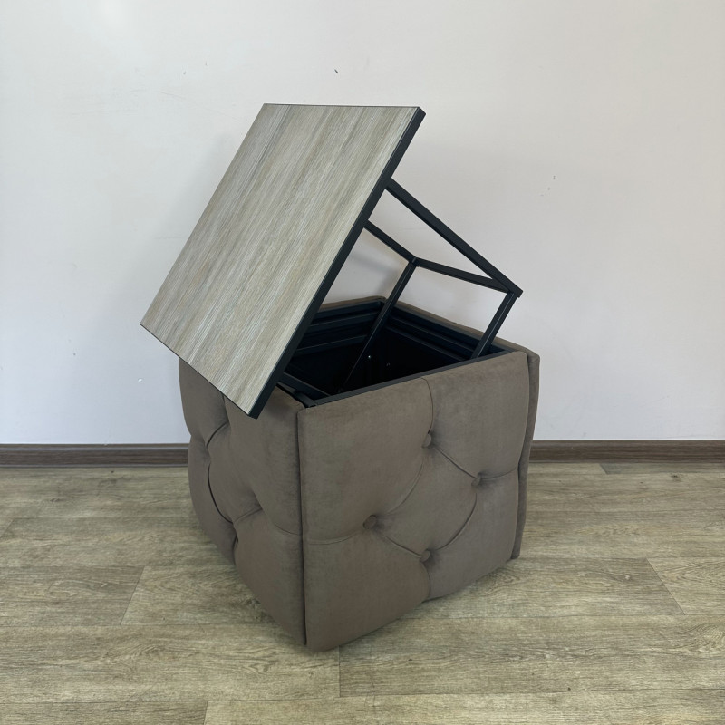 Пуф-трансформер 5в1 Остін-1 зі столиком велюр коричневий/дуб платиновий 1-2-9005