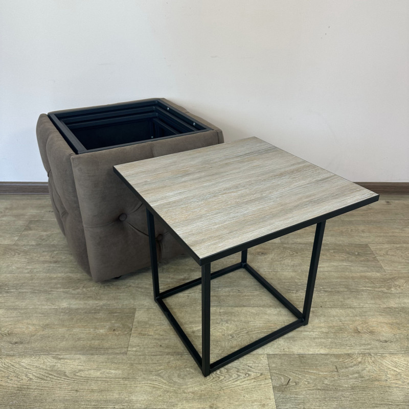 Пуф-трансформер 5в1 Остін-1 зі столиком велюр коричневий/дуб платиновий 1-2-9005