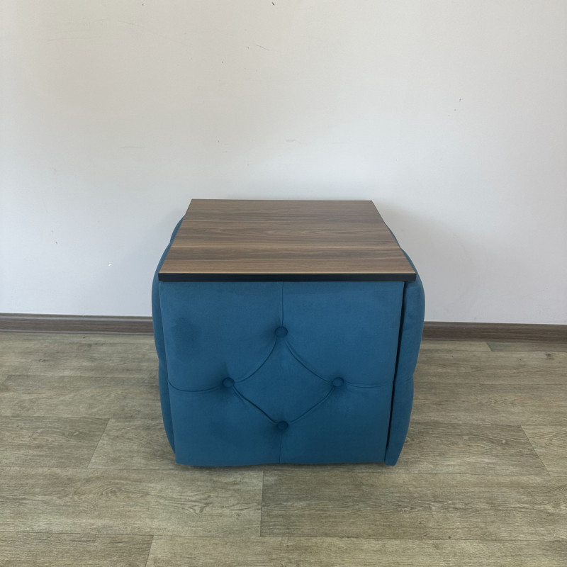Пуф-трансформер 5в1 Остін-1 зі столиком велюр бірюзовий/горіх каліфорнійський 2-4-9003
