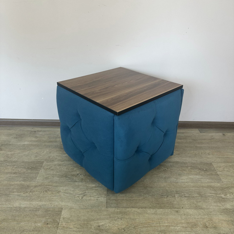 Пуф-трансформер 5в1 Остін-1 зі столиком велюр бірюзовий/горіх каліфорнійський 2-4-9003