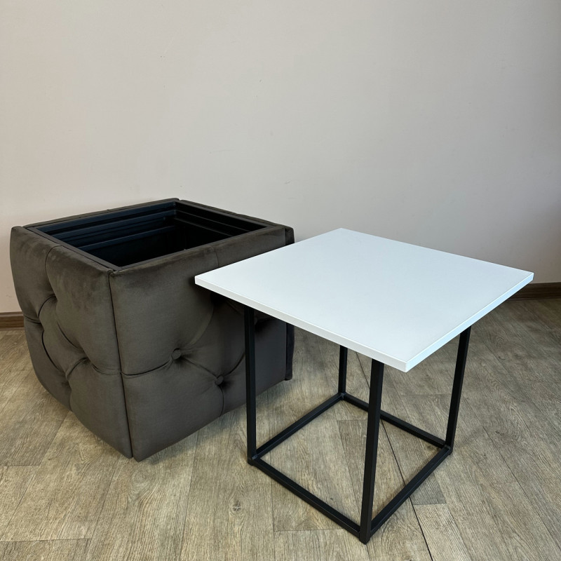 Пуф-трансформер 5в1 Остін-1 зі столиком велюр сіро-коричневий/біла аляска 5-3-9005