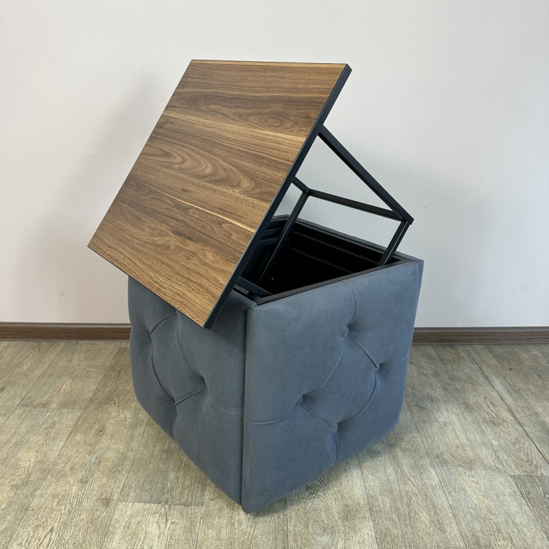 Пуф-трансформер 5в1 Остін-1 зі столиком велюр сірий/горіх каліфорнійський 7-4-9005