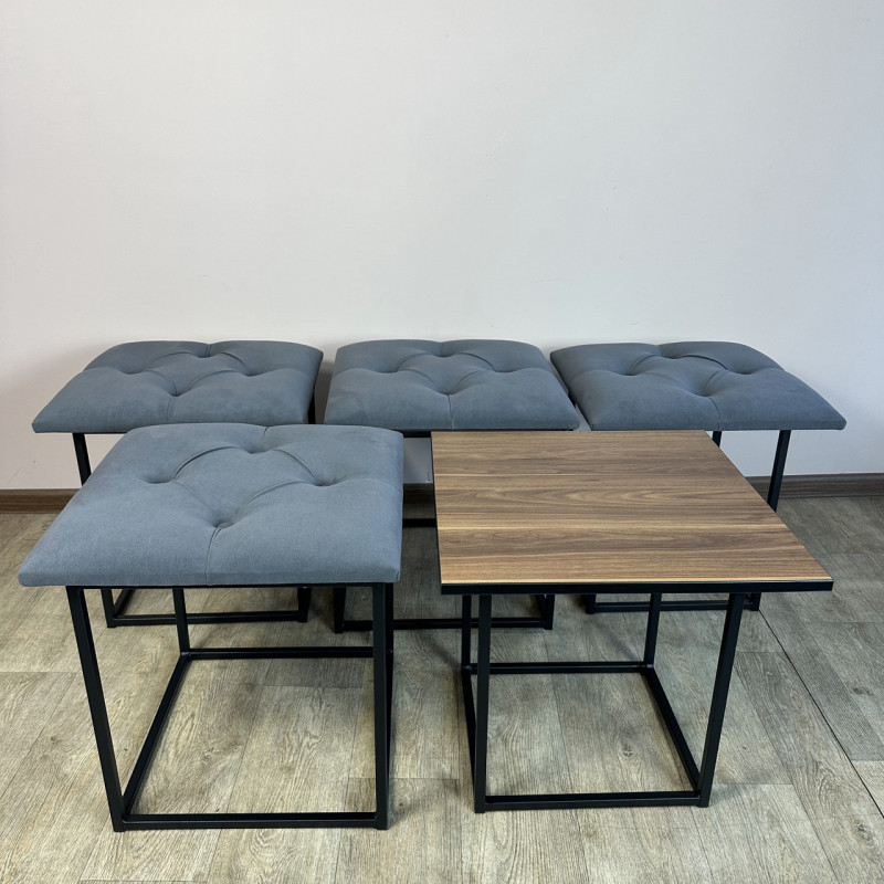 Пуф-трансформер 5в1 Остін-1 зі столиком велюр сірий/горіх каліфорнійський 7-4-9005