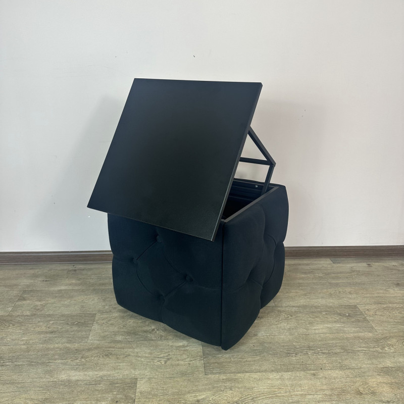 Пуф-трансформер 5в1 Остін-1 зі столиком велюр чорний/чорний 10-5-9005