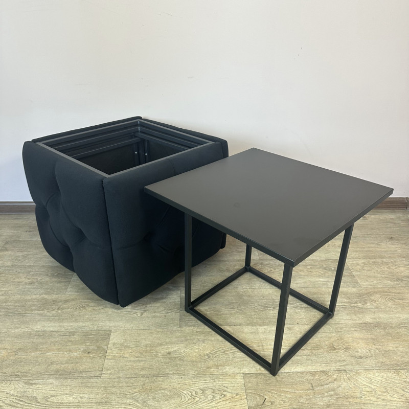 Пуф-трансформер 5в1 Остін-1 зі столиком велюр чорний/чорний 10-5-9005