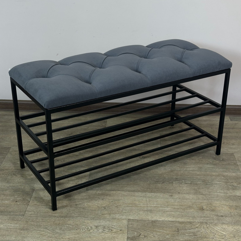 Банкетка для взуття Женева-1 80 см велюр сірий 7-0-9005