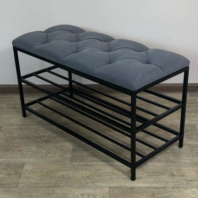 Банкетка для взуття Женева-1 80 см велюр сірий 7-0-9005