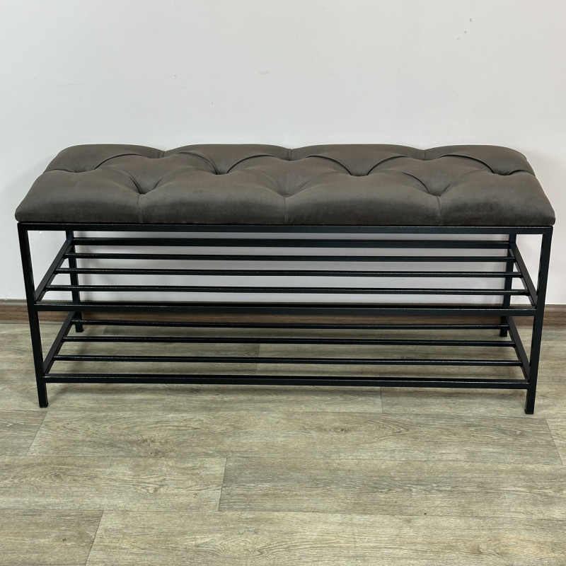 Банкетка для взуття Женева-1 100 см велюр сіро-коричневий 5-0-9005