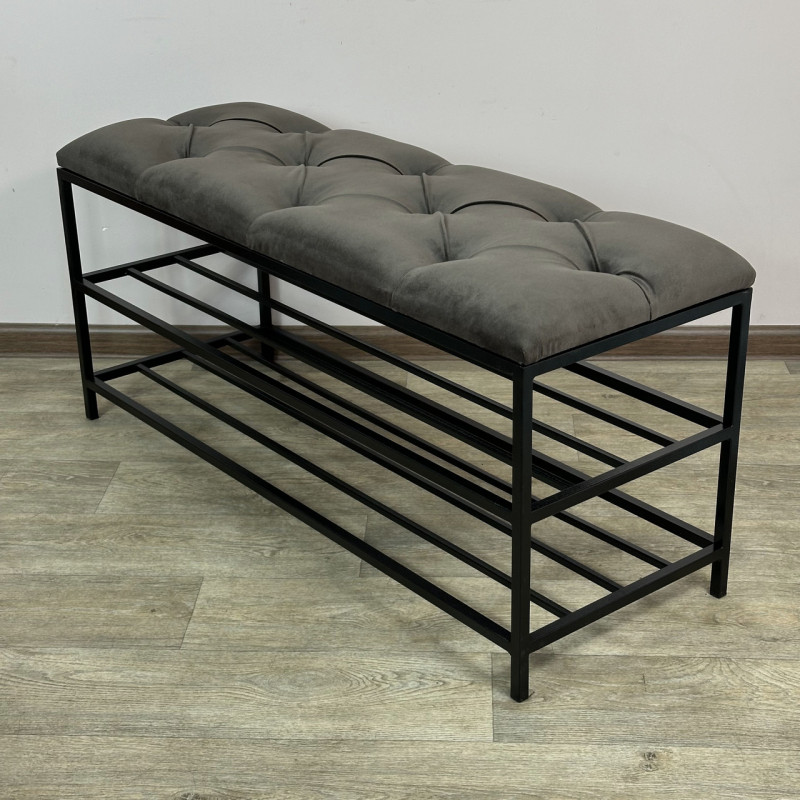 Банкетка для взуття Женева-1 100 см велюр сіро-коричневий 5-0-9005