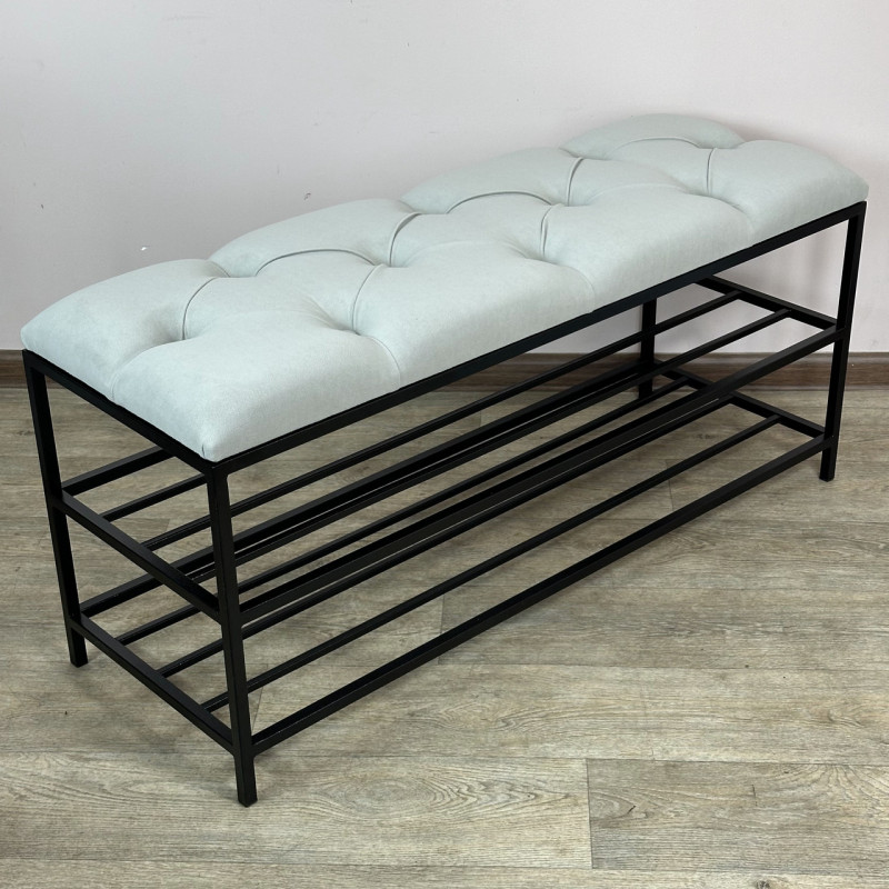 Банкетка для взуття Женева-1 90 см велюр світло-сірий 6-0-9005