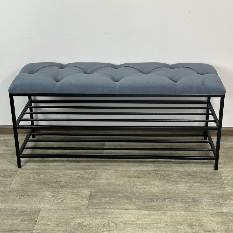 Банкетка для взуття Женева-1 90 см велюр сірий 7-0-9005