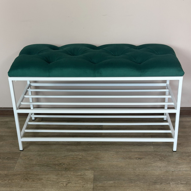 Банкетка для взуття Женева-1 80 см велюр смарагдовий 8-0-9003