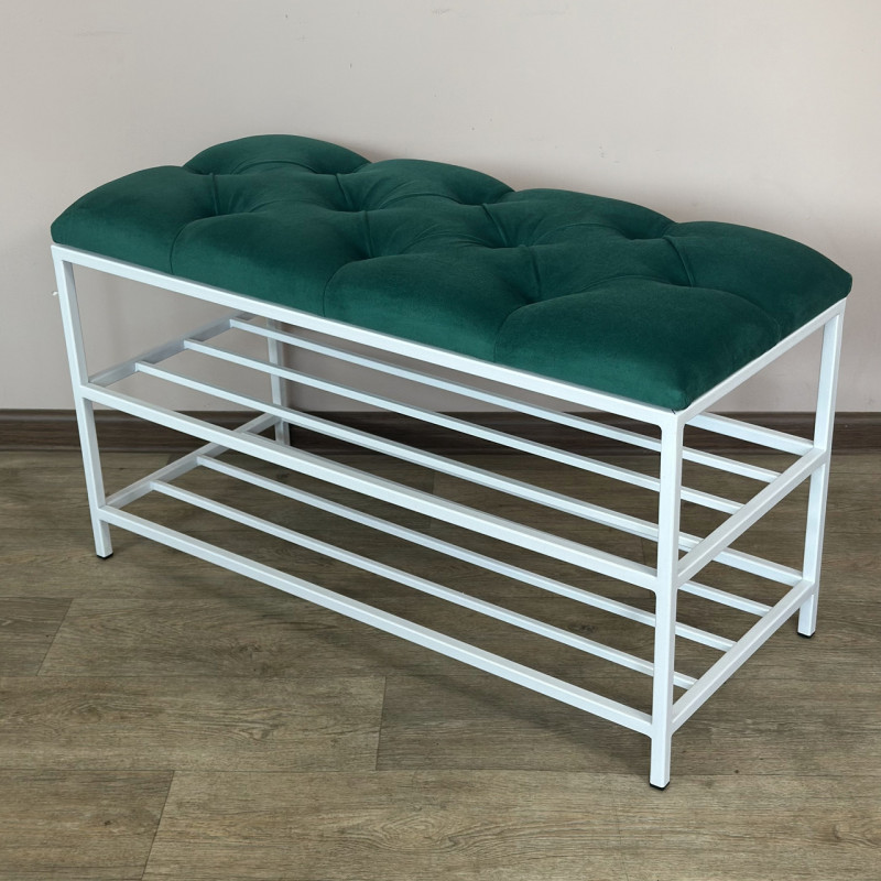 Банкетка для взуття Женева-1 80 см велюр смарагдовий 8-0-9003