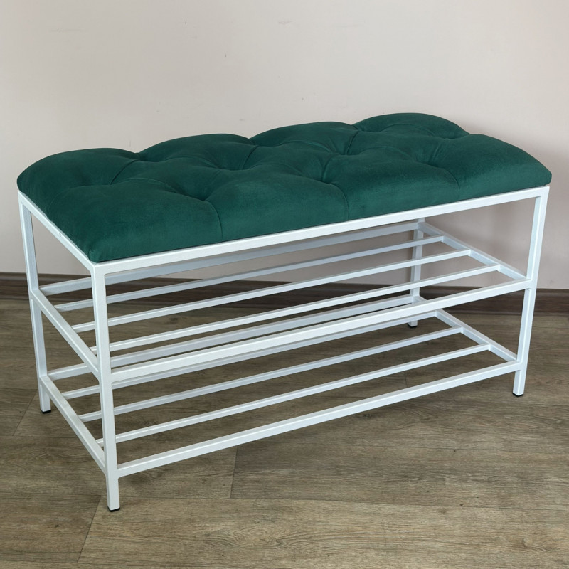 Банкетка для взуття Женева-1 80 см велюр смарагдовий 8-0-9003