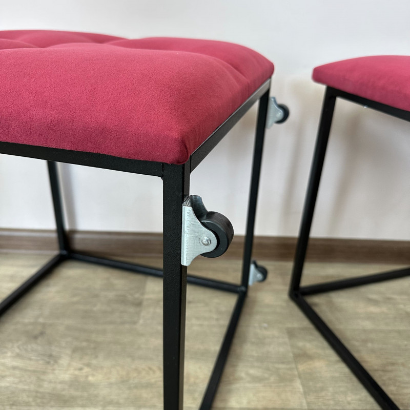 Пуф-трансформер 5в1 Остін-4 зі столиком велюр червоний/біла аляска 4-3-9005