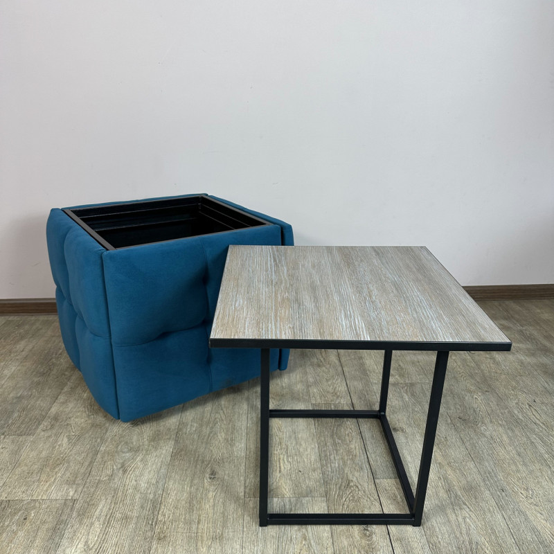 Пуф-трансформер 5в1 Остін-4 зі столиком велюр бірюзовий/дуб платиновий 2-2-9005