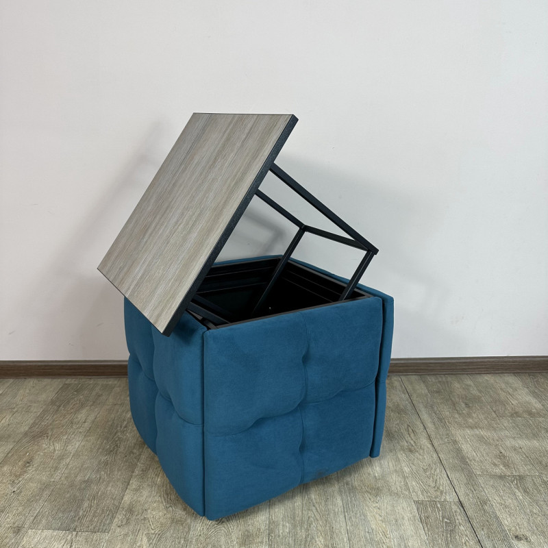 Пуф-трансформер 5в1 Остін-4 зі столиком велюр бірюзовий/дуб платиновий 2-2-9005