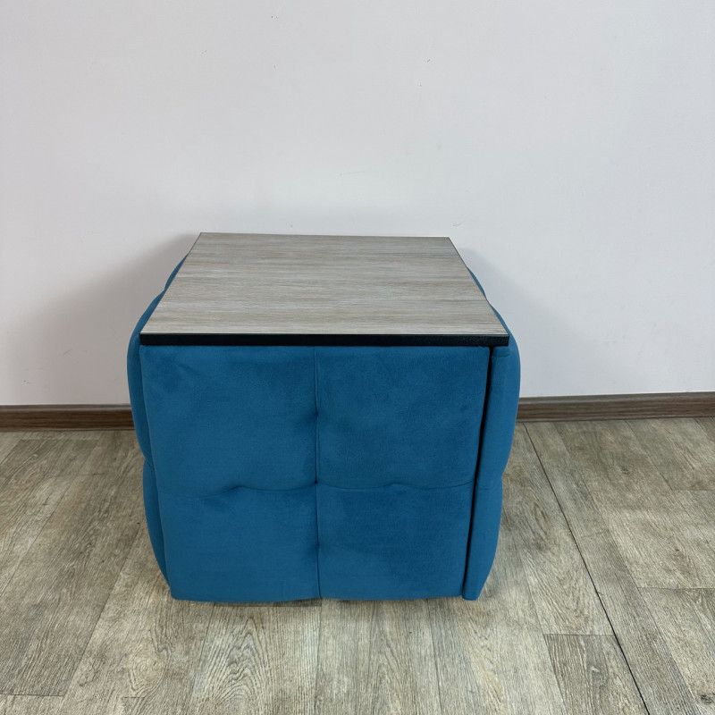 Пуф-трансформер 5в1 Остін-4 зі столиком велюр бірюзовий/дуб платиновий 2-2-9005