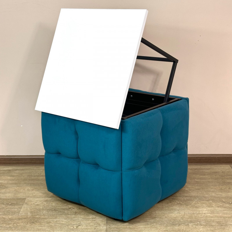 Пуф-трансформер 5в1 Остін-4 зі столиком велюр бірюзовий/біла аляска 2-3-9005