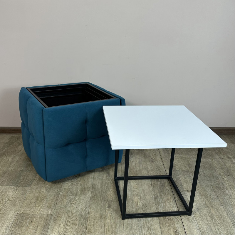 Пуф-трансформер 5в1 Остін-4 зі столиком велюр бірюзовий/біла аляска 2-3-9005