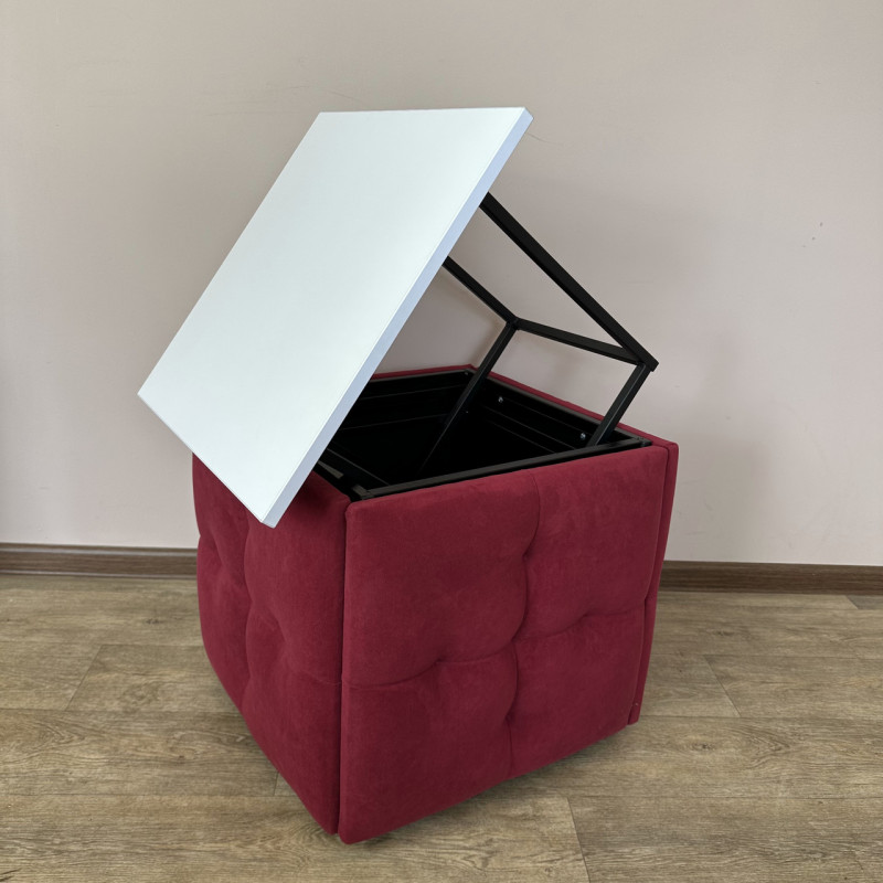 Пуф-трансформер 5в1 Остін-4 зі столиком велюр червоний/біла аляска 4-3-9005