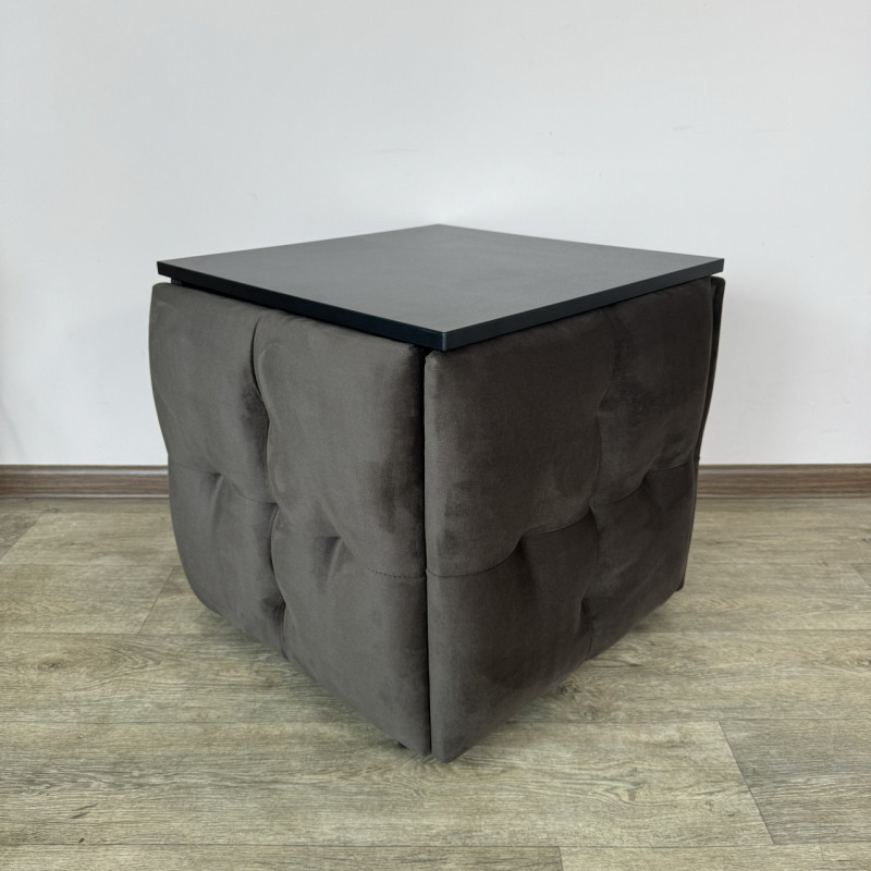 Пуф-трансформер 5в1 Остін-4 зі столиком велюр сіро-коричневий/чорний 5-5-9003
