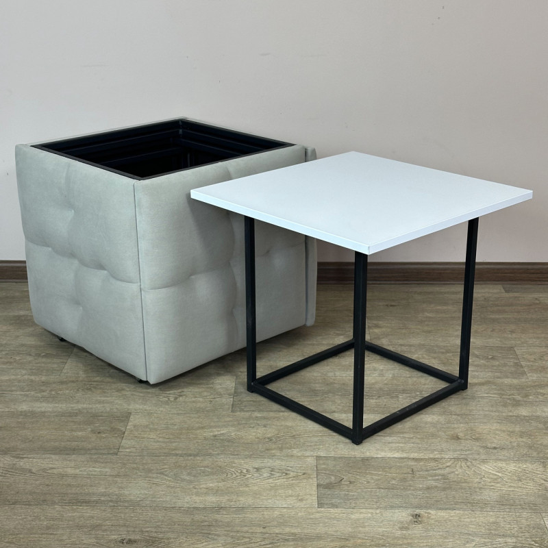 Пуф-трансформер 5в1 Остін-4 зі столиком велюр світло-сірий/біла аляска 6-3-9005