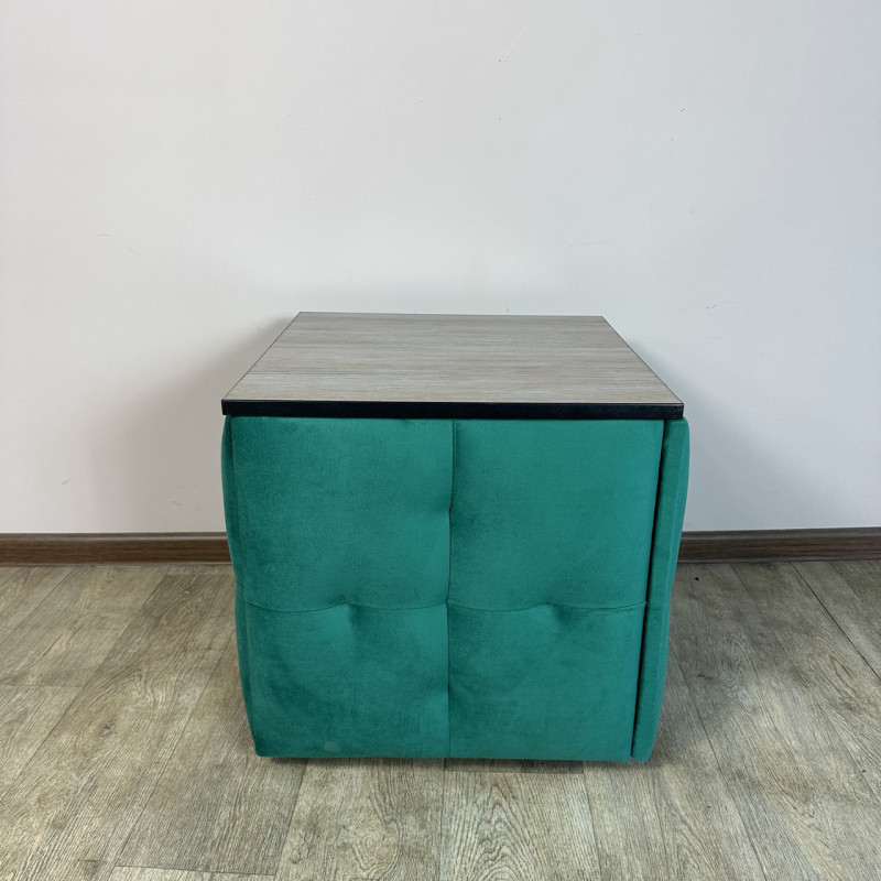 Пуф-трансформер 5в1 Mzavod Остин-4 со столиком велюр изумрудный/дуб платиновый 8-2-9003
