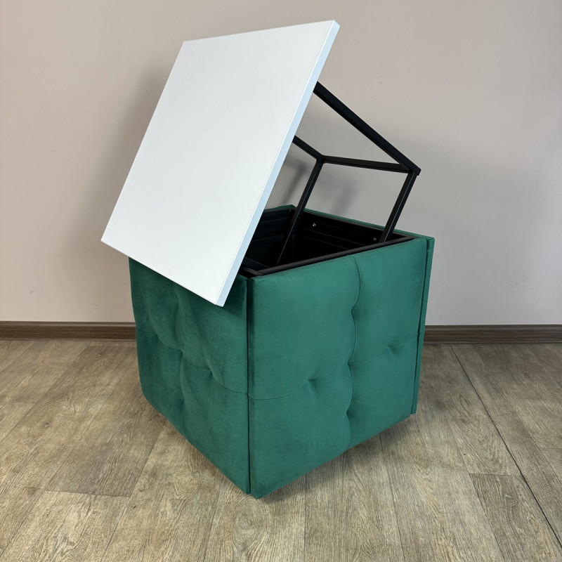 Пуф-трансформер 5в1 Остін-4 зі столиком велюр смарагдовий/біла аляска 8-3-9005