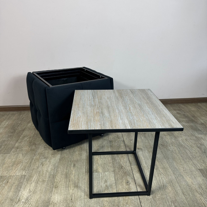 Пуф-трансформер 5в1 Остін-4 зі столиком велюр чорний/дуб платиновий 10-2-9005