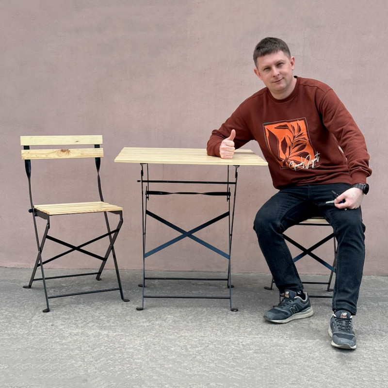 Табурет садовий металеводерев'яний складний