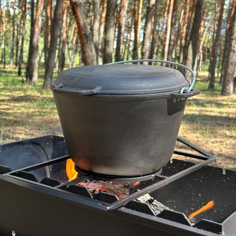 Казан туристичний КТ-08КС чавунний з кришкою-сковородою 8л