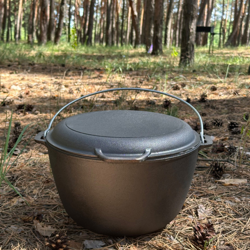 Казан туристичний КТ-08КС чавунний з кришкою-сковородою 8л