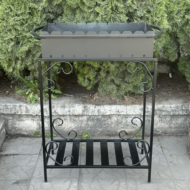 Мангал Mzavod Гефест на 9 шампурів 3мм на дровниці