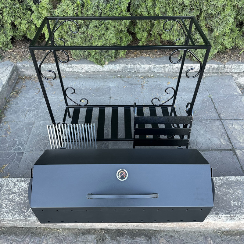 Мангал-барбекю Mzavod Гефест на 12 шампурів 3мм на дровниці