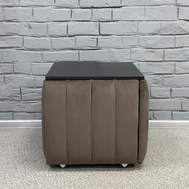 Пуф-трансформер 5в1 Остін-2 зі столиком велюр сіро-коричневий/чорний 5-5-9003