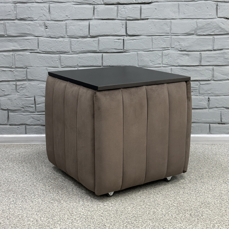 Пуф-трансформер 5в1 Остін-2 зі столиком велюр сіро-коричневий/чорний 5-5-9003