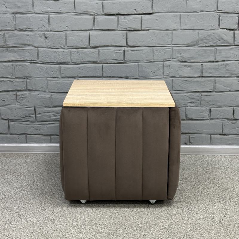 Пуф-трансформер 5в1 Остін-2 зі столиком велюр сіро-коричневий/дуб сонома 5-7-9003