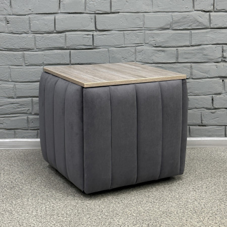 Пуф-трансформер 5в1 Остін-2 зі столиком велюр сірий/дуб платиновий 7-2-9005