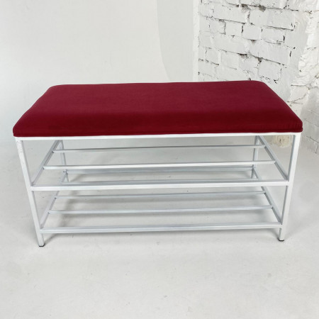 Банкетка для взуття Женева-3 70 см велюр червоний 4-0-9003