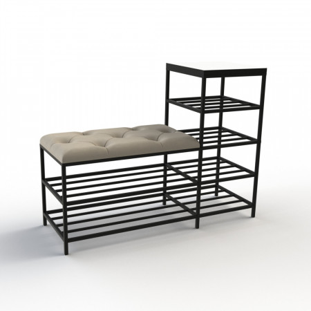 Банкетка для взуття Барселона-1 100 см велюр світло-сірий/біла аляска 6-3-9005