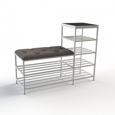 Банкетка для взуття Барселона-1 100 см велюр сірий/чорний 7-5-9003