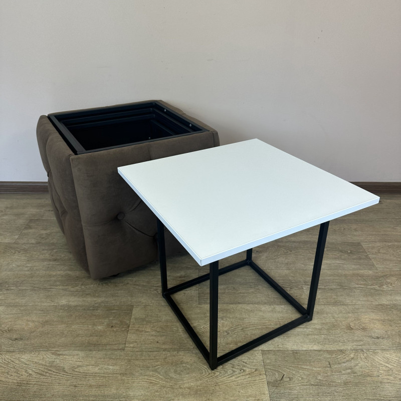 Пуф-трансформер 5в1 Остін-1 зі столиком велюр коричневий/біла аляска 1-3-9005