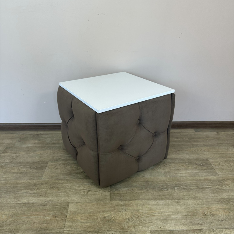 Пуф-трансформер 5в1 Остін-1 зі столиком велюр коричневий/біла аляска 1-3-9005