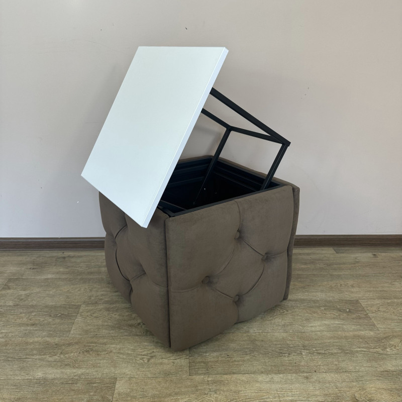 Пуф-трансформер 5в1 Остін-1 зі столиком велюр коричневий/біла аляска 1-3-9005