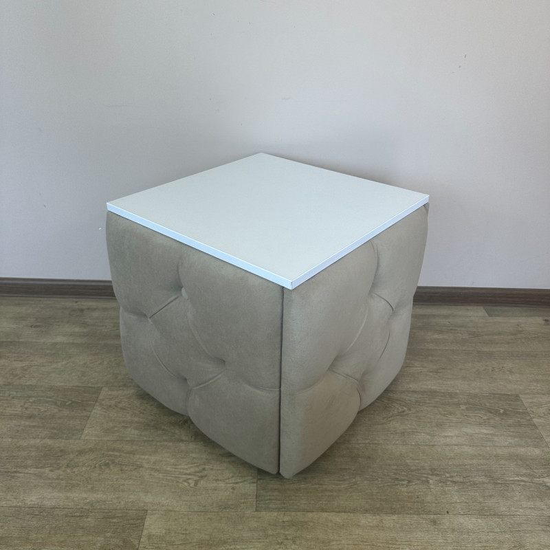 Пуф-трансформер 5в1 Остін-1 зі столиком велюр бежевий/біла аляска 3-3-9005