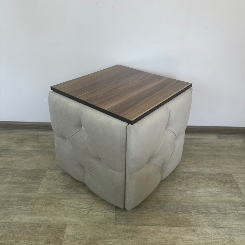 Пуф-трансформер 5в1 Остін-1 зі столиком велюр бежевий/горіх каліфорнійський 3-4-9005