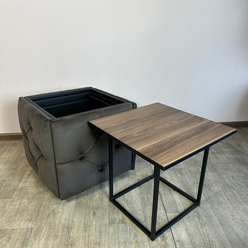 Пуф-трансформер 5в1 Остін-1 зі столиком велюр сіро-коричневий/горіх каліфорнійський 5-4-9005