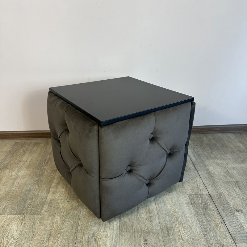 Пуф-трансформер 5в1 Остін-1 зі столиком велюр сіро-коричневий/чорний 5-5-9005